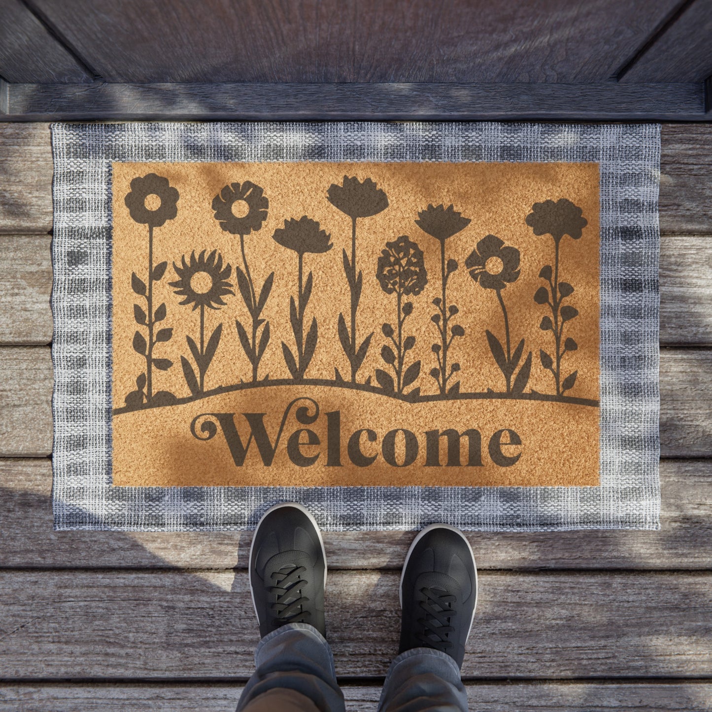 Flower Row Welcome Mat