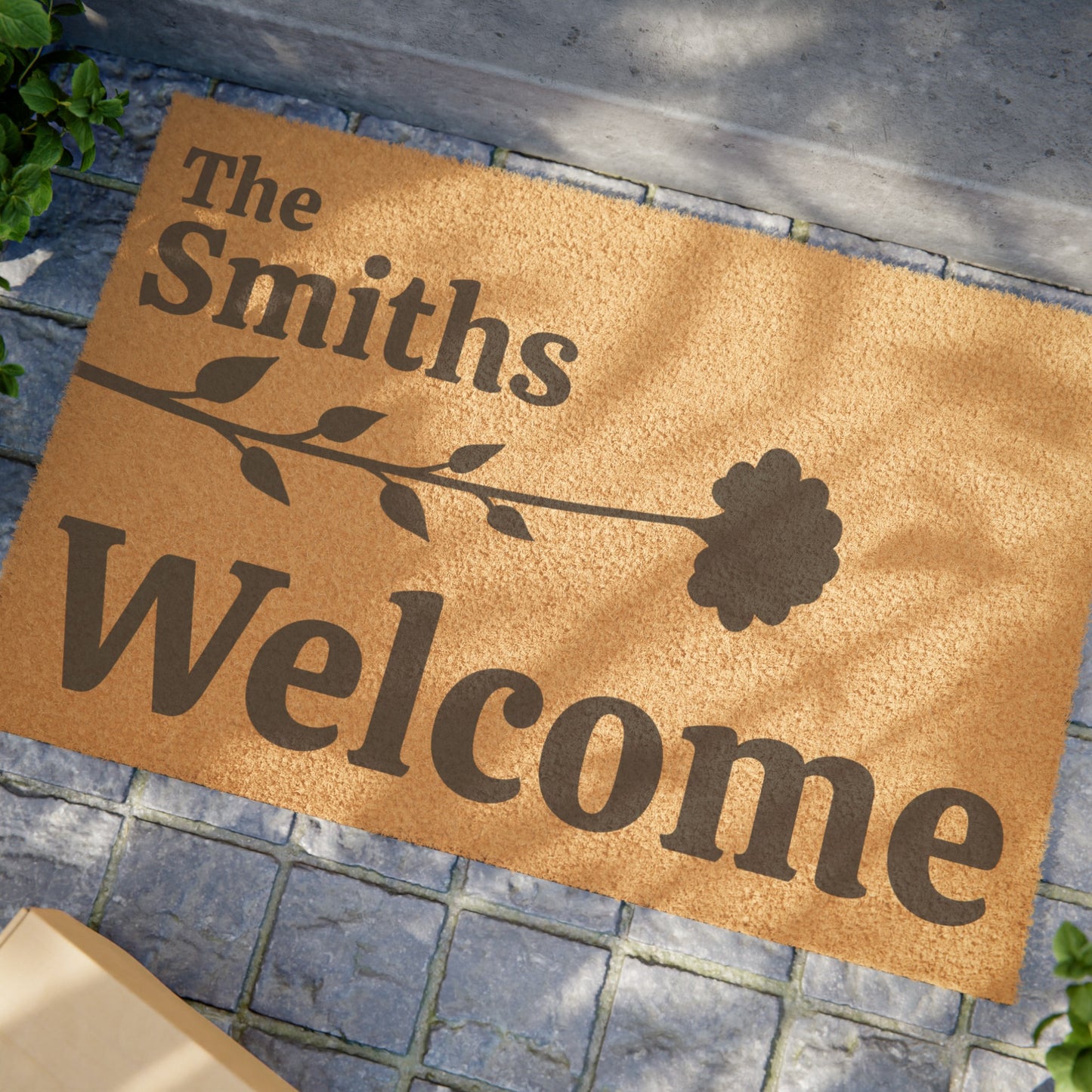 Personalized Single Flower Welcome Mat