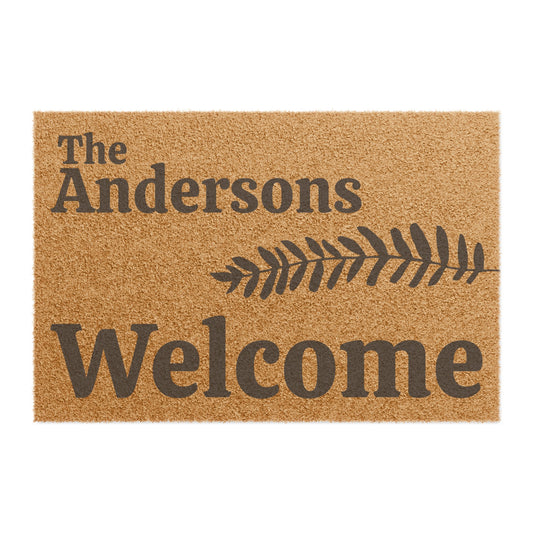 Personalized Single Fern Welcome Mat