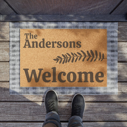 Personalized Single Fern Welcome Mat