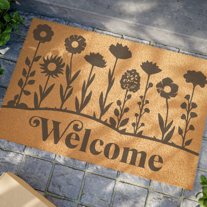 Flower Row Welcome Mat