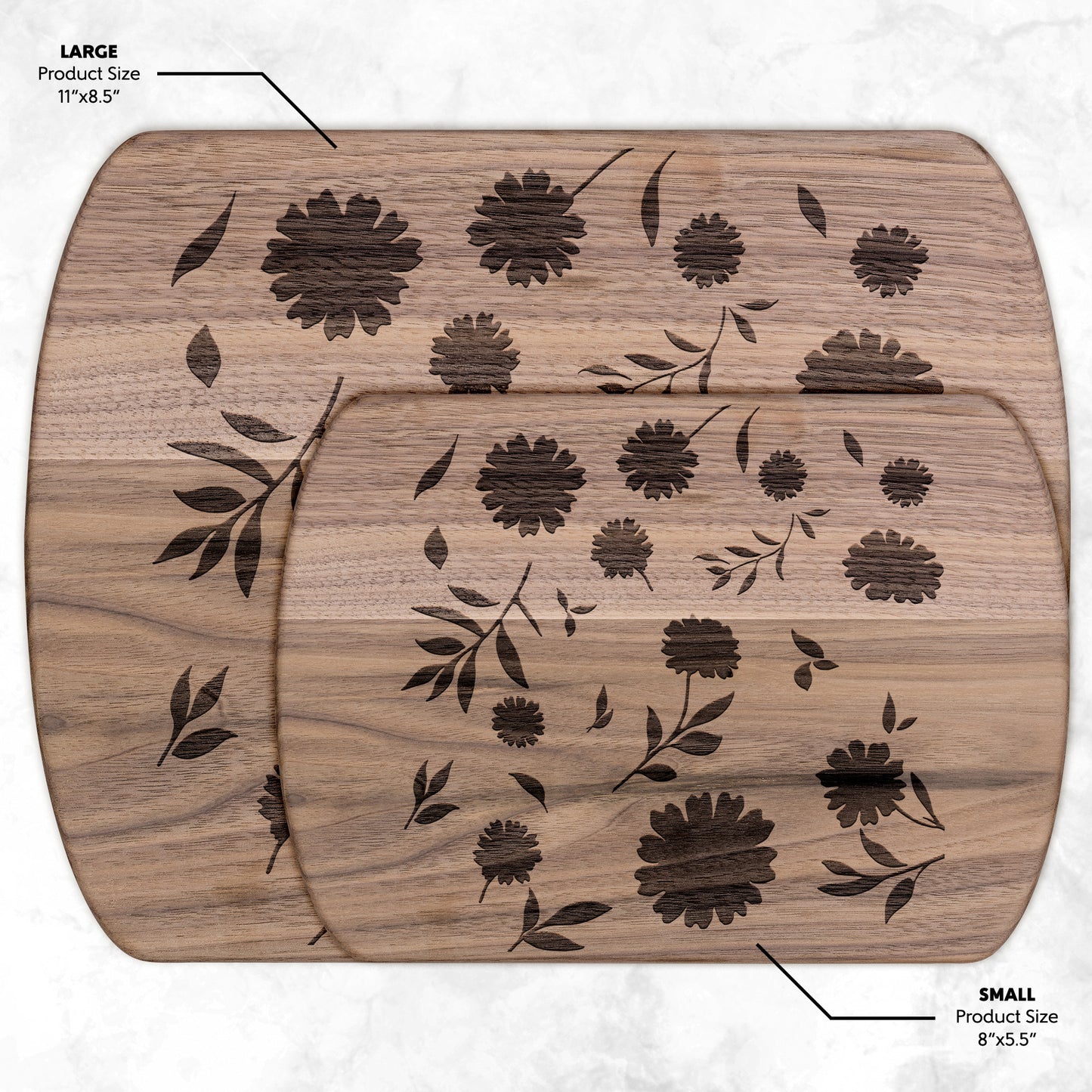 Floral Silhouette Hardwood Cutting Board