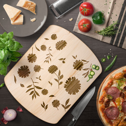 Floral Silhouette Hardwood Cutting Board