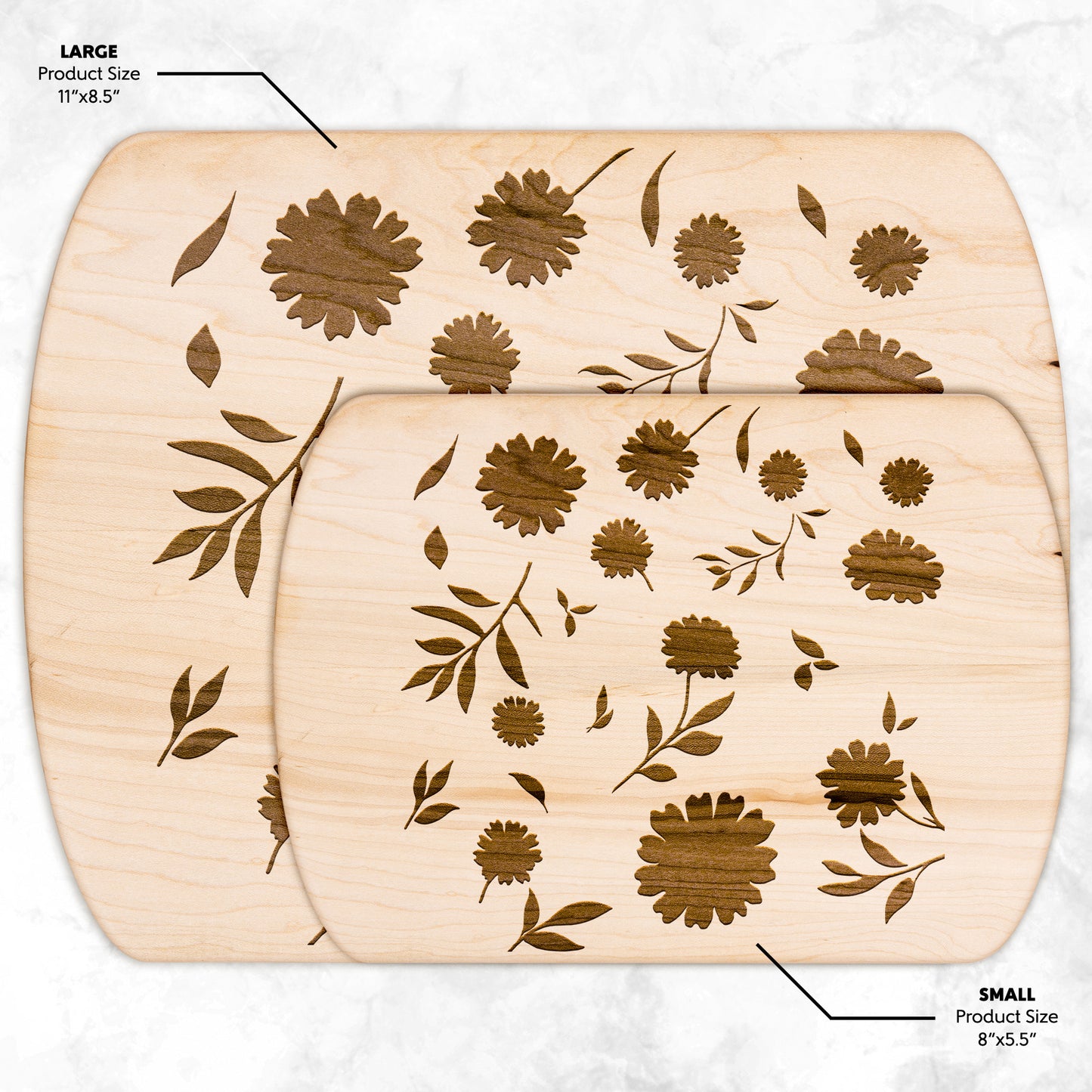 Floral Silhouette Hardwood Cutting Board