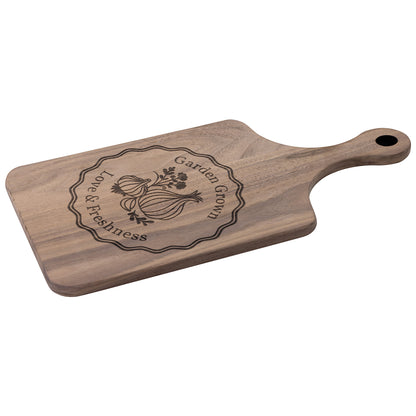 Garden Grown Love & Freshness - Hardwood Paddle Cutting Board