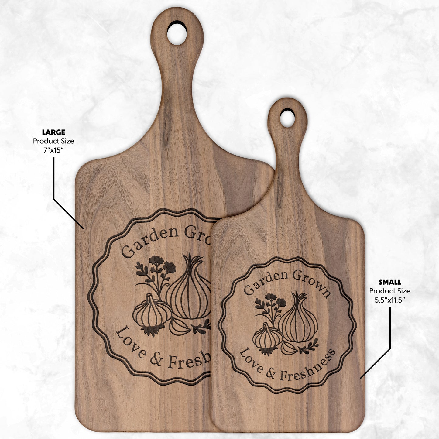 Garden Grown Love & Freshness - Hardwood Paddle Cutting Board