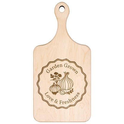 Garden Grown Love & Freshness - Hardwood Paddle Cutting Board