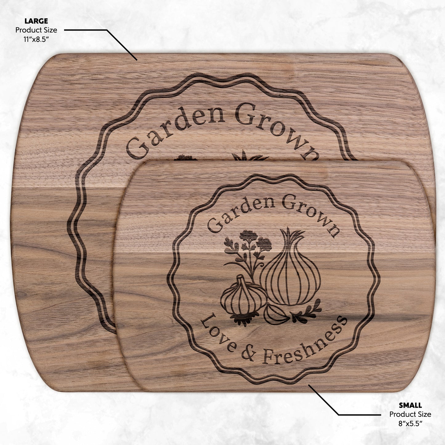 Garden Grown Love & Freshness Hardwood Cutting Board