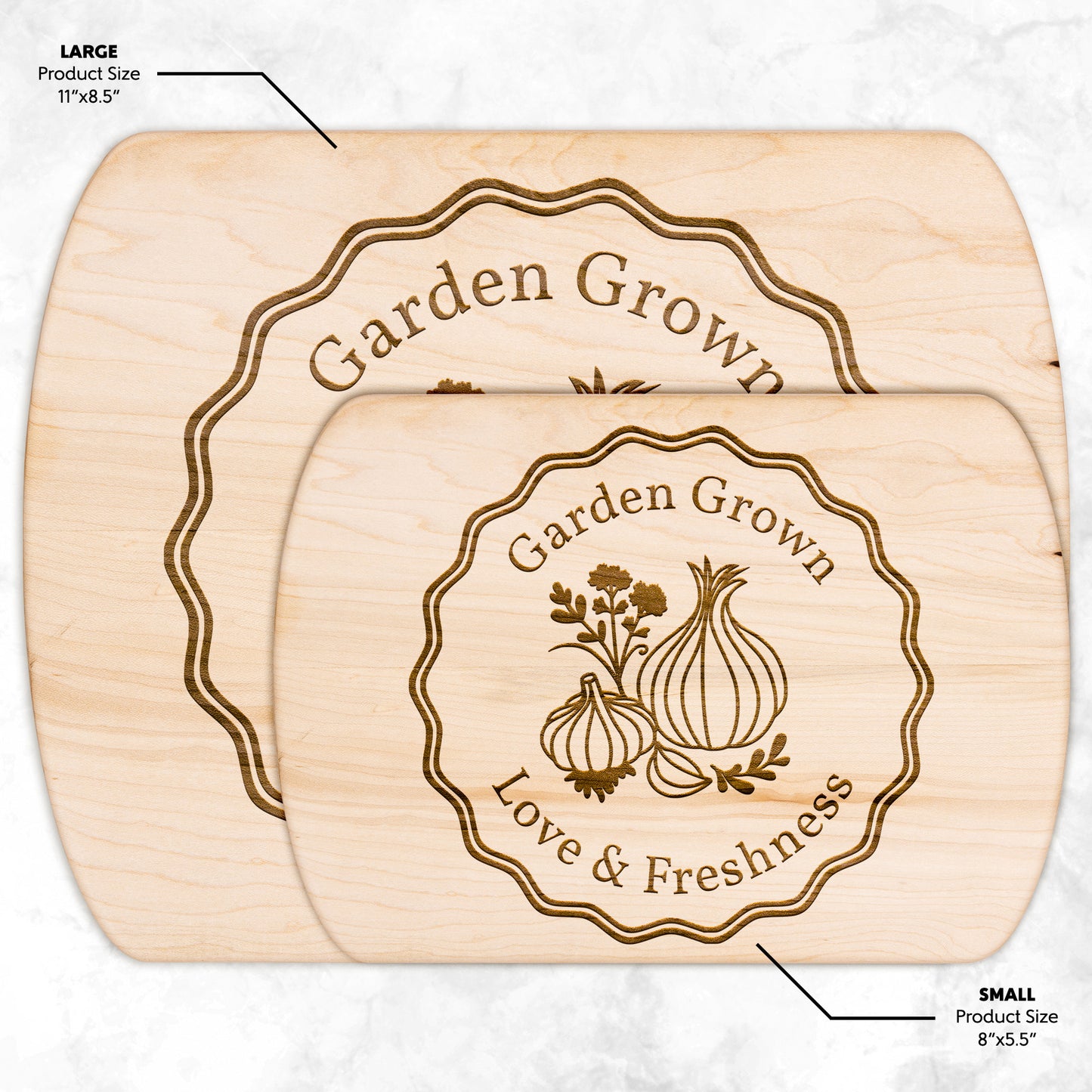 Garden Grown Love & Freshness Hardwood Cutting Board