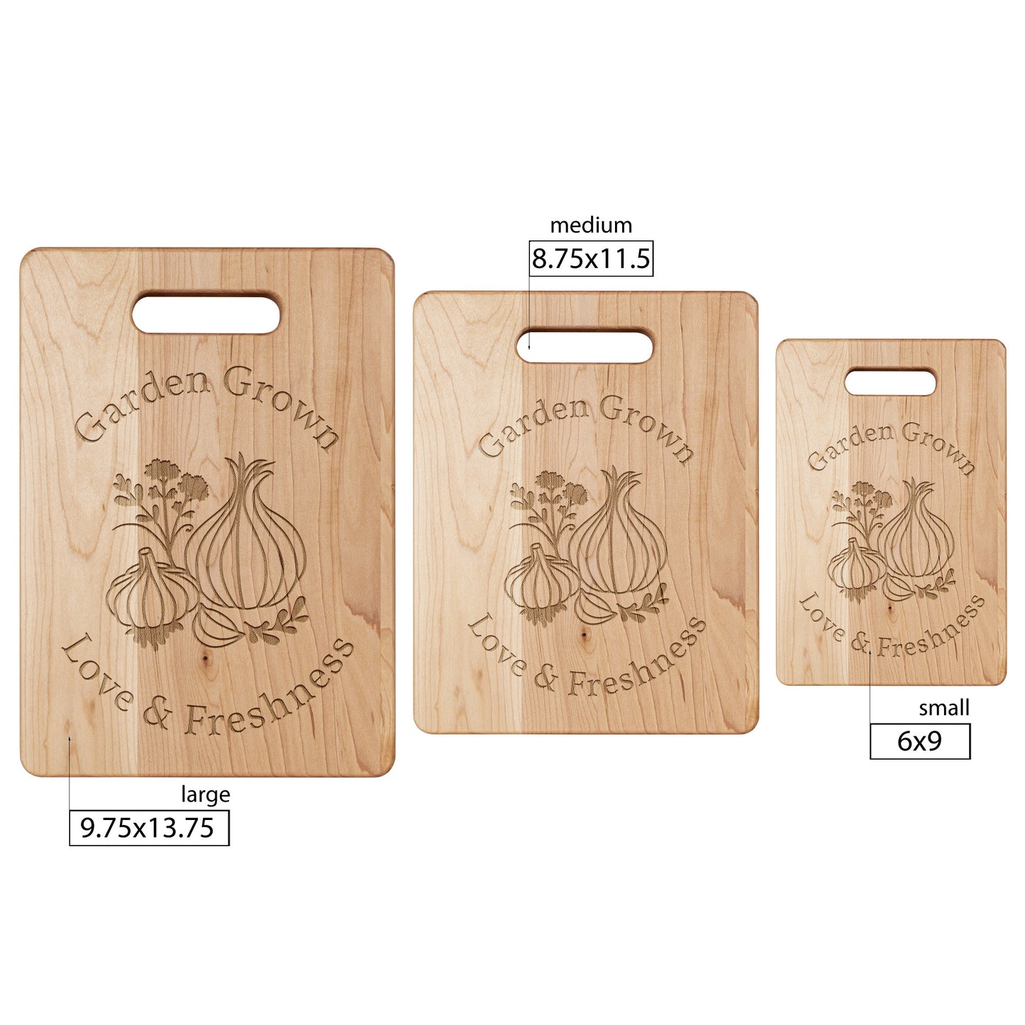 Garden Grown Love & Freshness Maple Hardwood Cutting Board