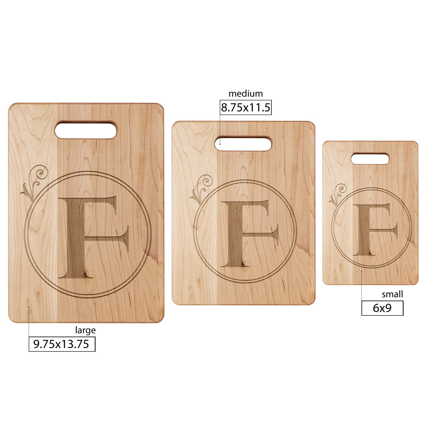 Monogrammed Maple Cutting Board (F)