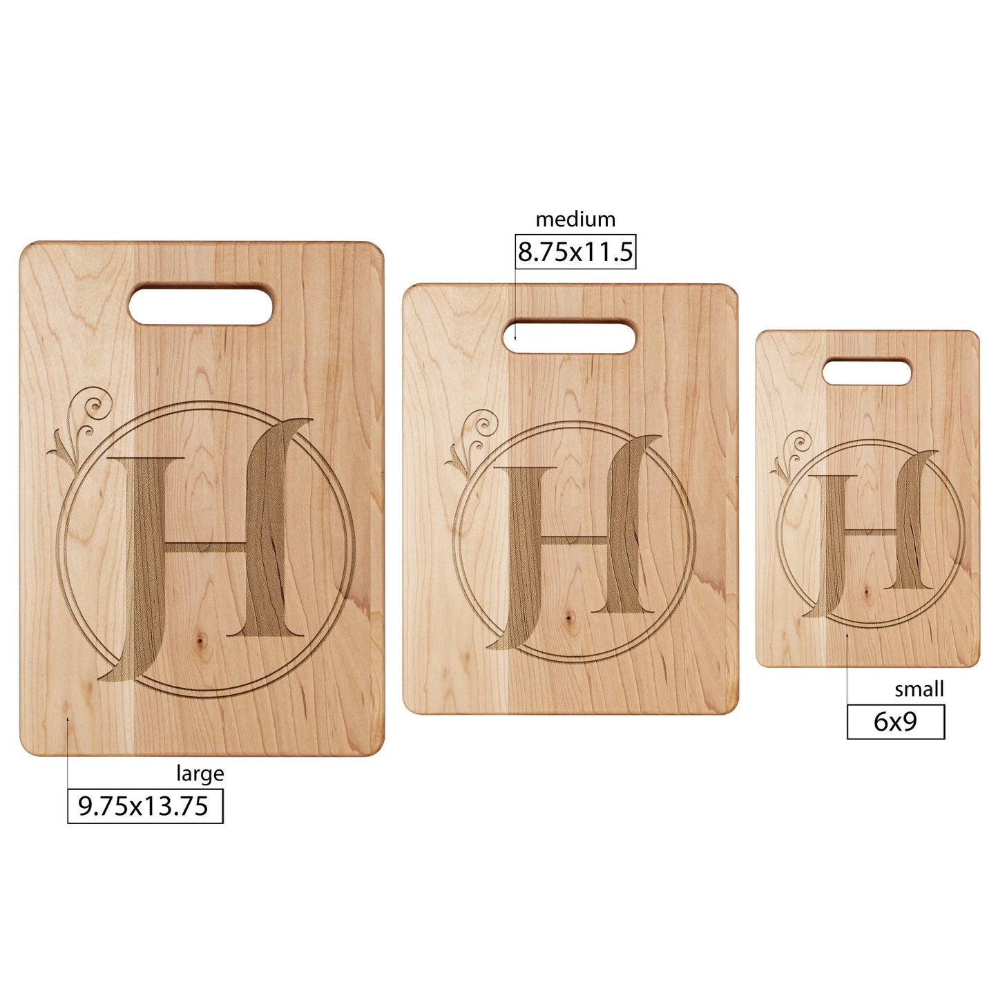 Monogrammed Maple Cutting Board (H)