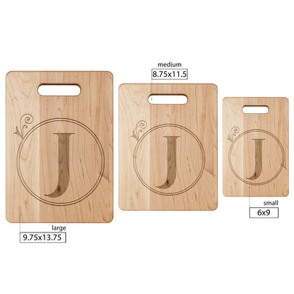 Monogrammed Maple Cutting Board (J)