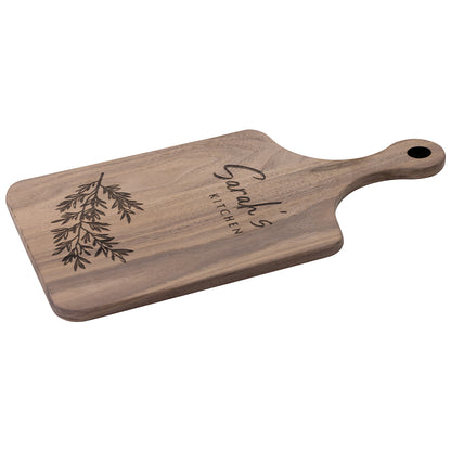 Personalized Hardwood Paddle-Style Cutting Board (Rosemary)