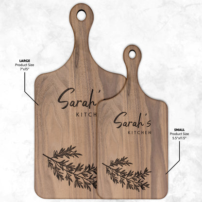 Personalized Hardwood Paddle-Style Cutting Board (Rosemary)