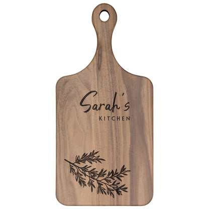 Personalized Hardwood Paddle-Style Cutting Board (Rosemary)