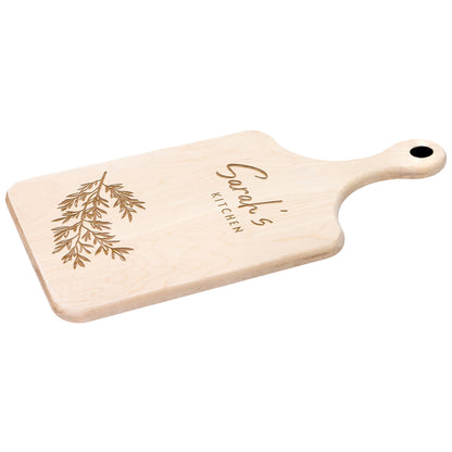 Personalized Hardwood Paddle-Style Cutting Board (Rosemary)