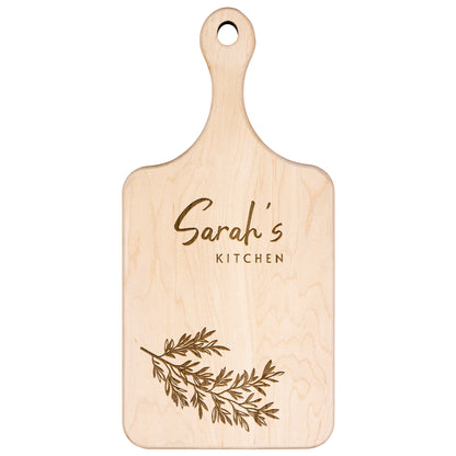 Personalized Hardwood Paddle-Style Cutting Board (Rosemary)